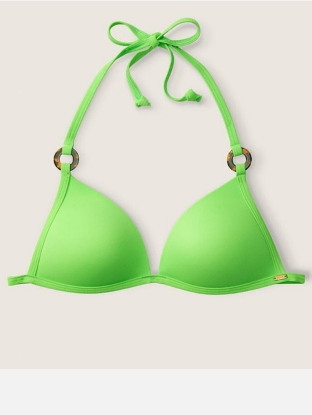 Victoria's secret pink push-up triangle bikini swim top LARGE GREEN